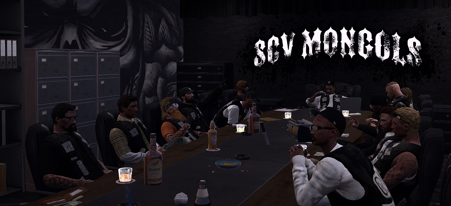 Mongols MC members gathered at the table